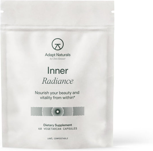 Adapt Naturals Inner Radiance Hair Skin and Nails Vitamins for Women and Men with Biotin, Collagen, Hyaluronic Acid, Vitamin C & Ceramides - Thicker Hair, Stronger Nails & Hydrated Skin Supplement