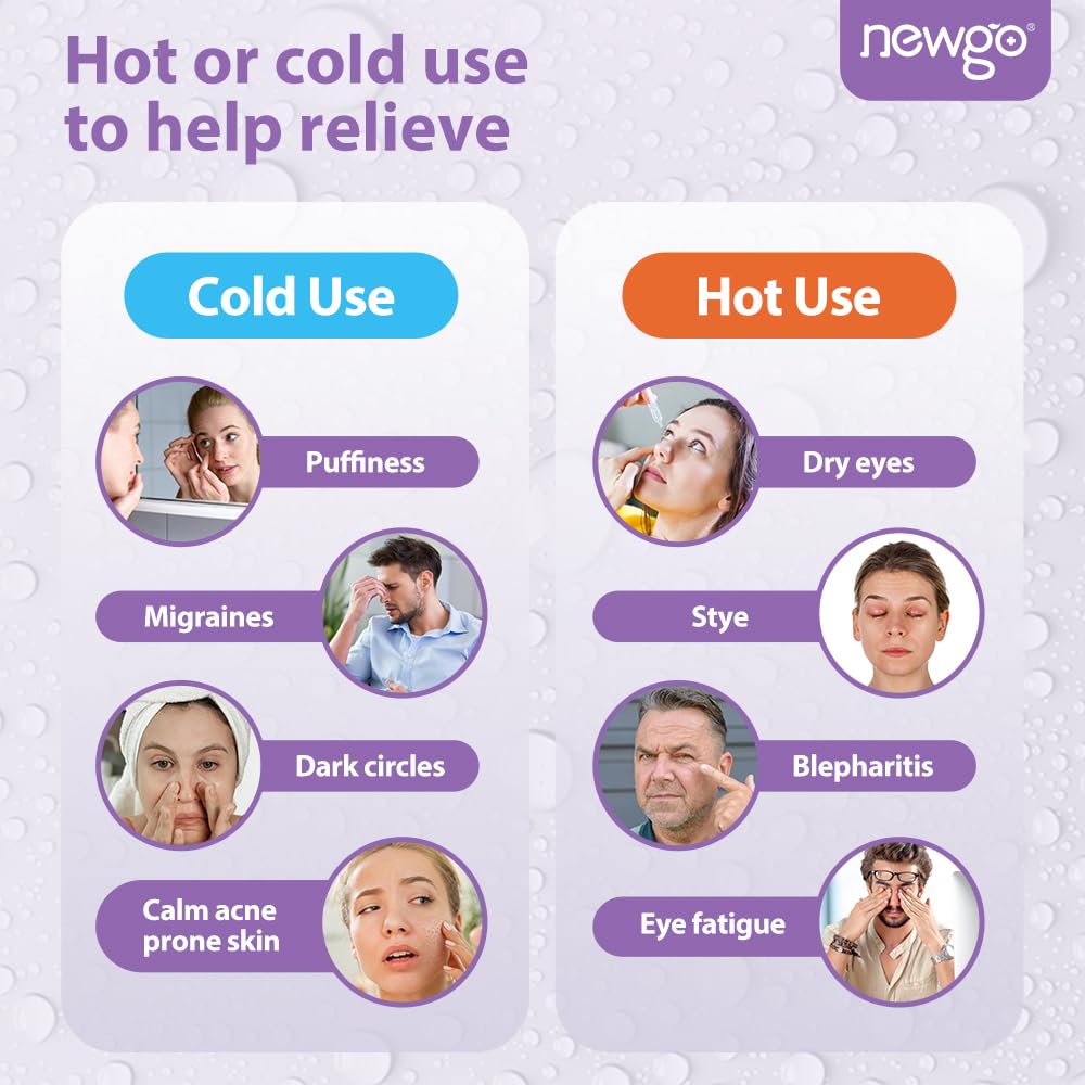 NEWGO Cooling Gel Eye Mask Reusable Cold Eye Mask for Puffy Eyes, Eye Ice Pack Eye Mask with Soft Plush Backing for Dark Circles, Migraine, Stress Relief - Purple