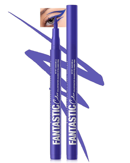 Blue Matte Liquid Eyeliner Pencil, Colorful High Pigmented Waterline Eye liner Waterproof Pen, Bright Colored Smudgeproof Long Lasting Eyeliner Pen Christmas Party Festival Makeup Gift for Women-08