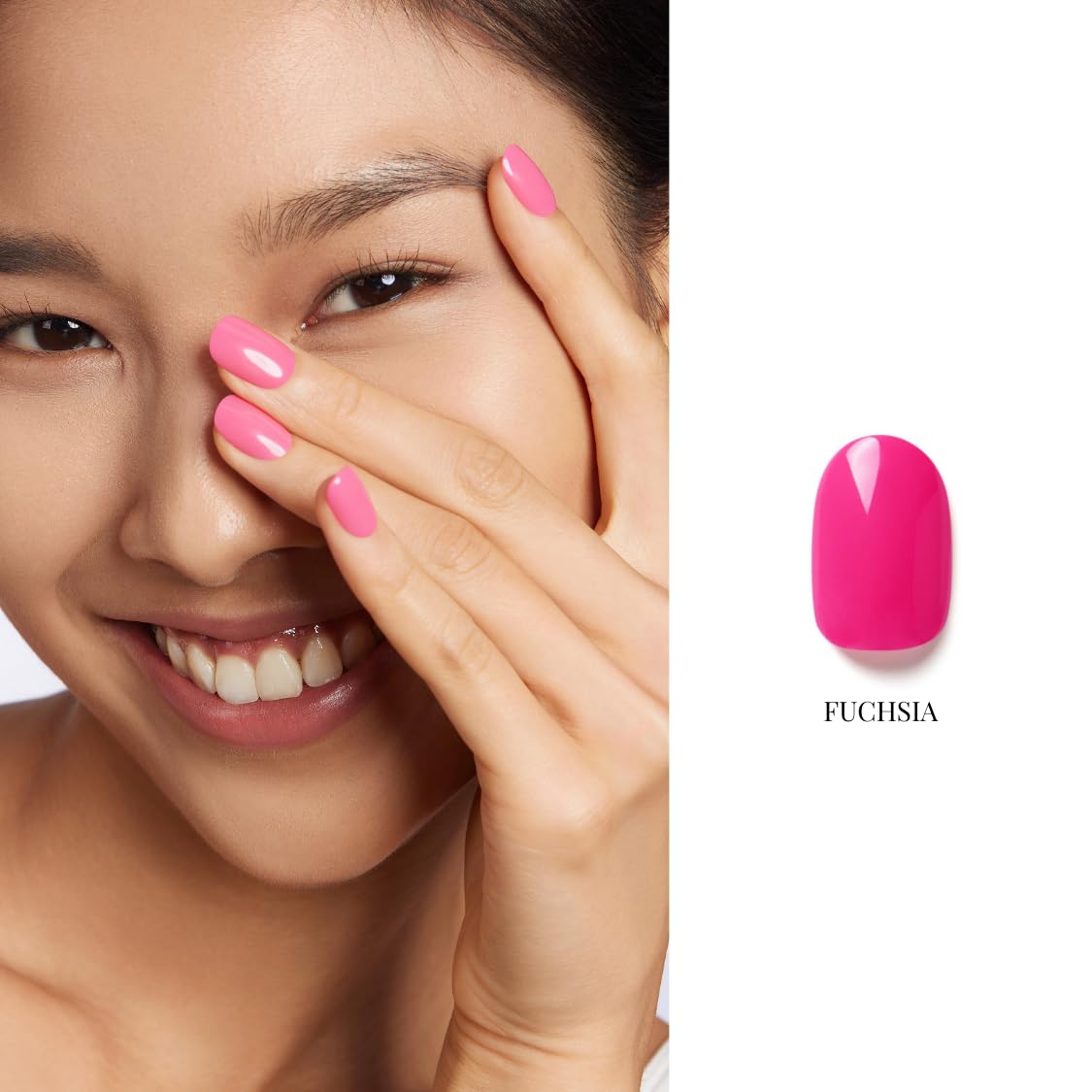 NAILOG One Step Hot Pink Gel Nail Polish 12ml Top Coat Color Gel Base 3-In-1 Formula Soak Off UV Gel Polish for Home DIY & Gifting | Fuchusia