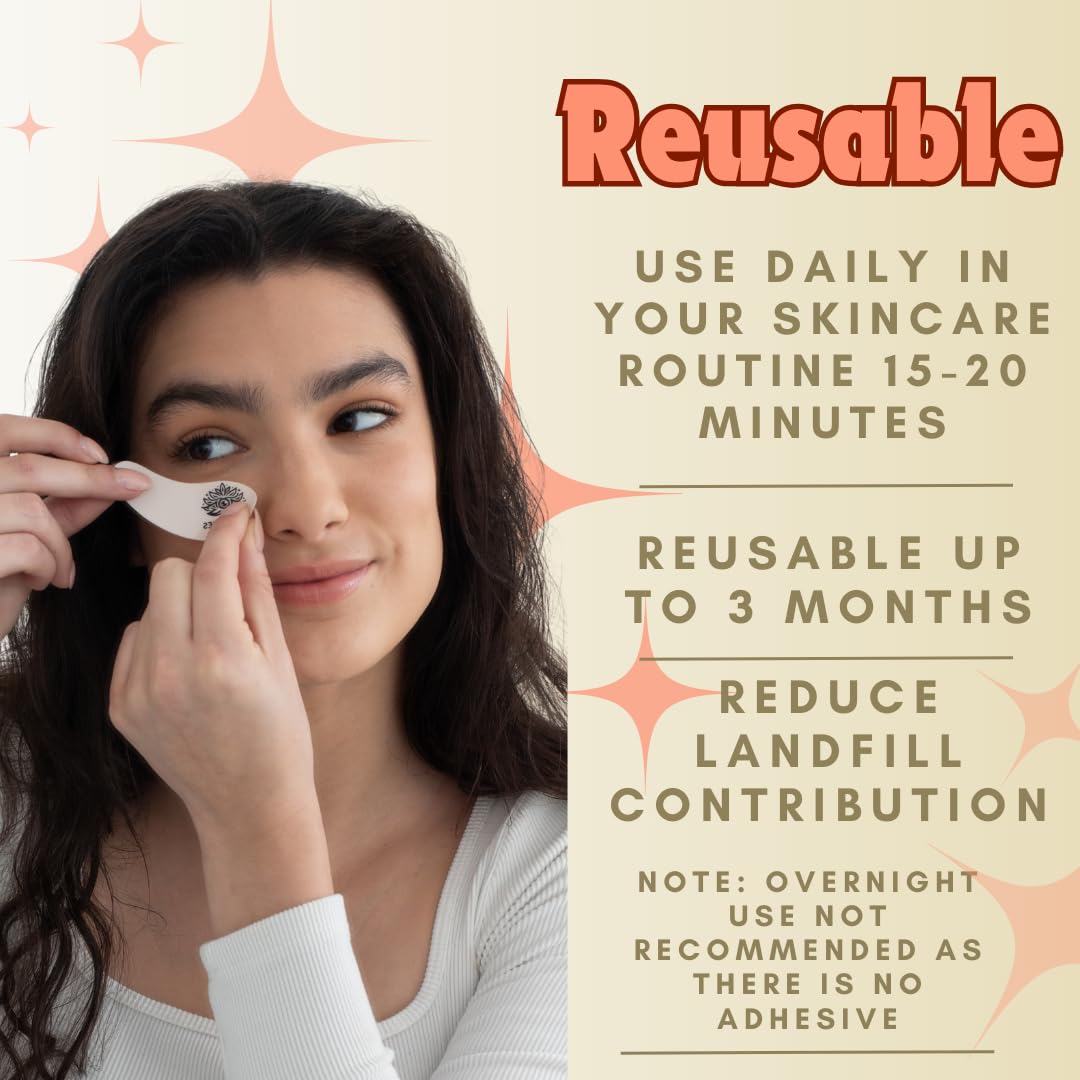 Silicone Reusable Under Eye Patches for Wrinkles, Puffy Eyes and Dark Eye Circles- Adhesive + Cruelty-Free, Natural and Hypoallergenic Skin Care for Men & Women