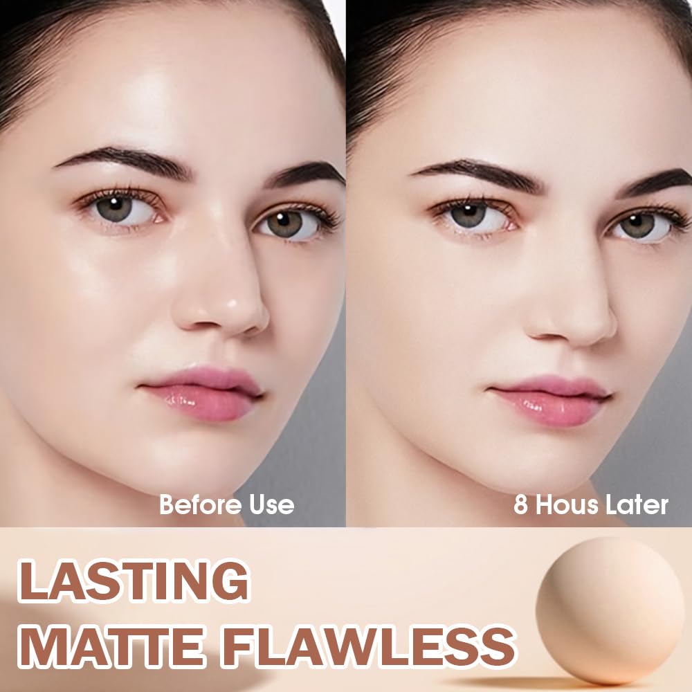 evpct Oil Control Pressed Face Powder Compact for Women, Translucent Setting Powder Makeup Foundation for Women, Waterproof Long Lasting Lightweight, polvo compacto de maquillaje, 10 Porcelain