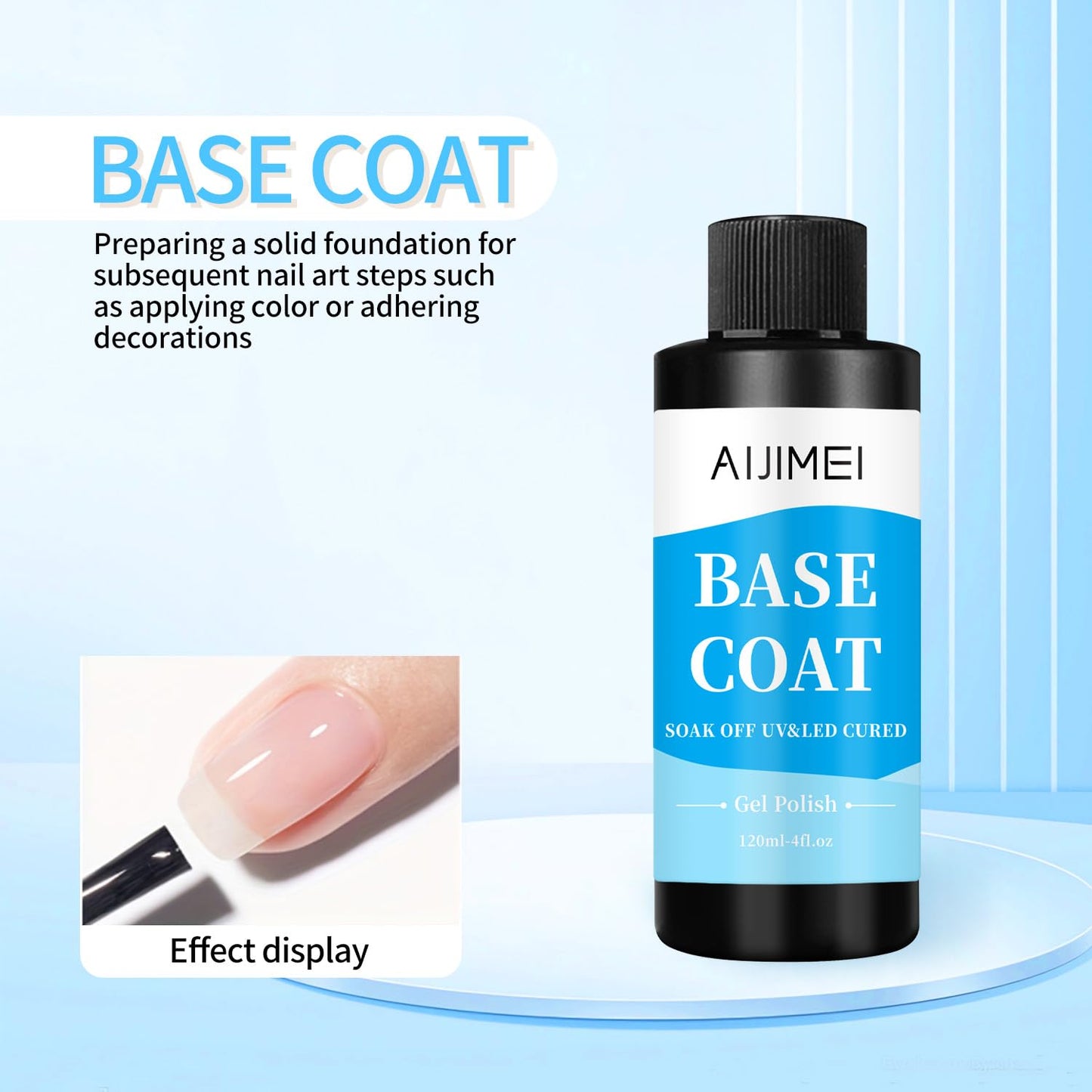 AIJIMEI 120ml Base Coat Quick Dry Basecoat for Nails 4oz For Base Coat Gel Nail Polish for Nail Art Salon Home DIY LongLasting