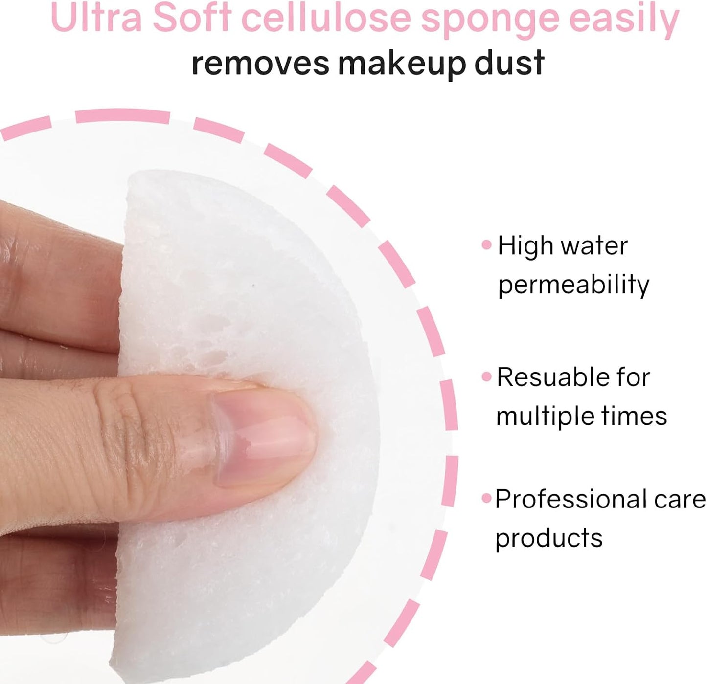 50-Count Compressed Facial Sponges,100% Natural Cellulose Cosmetic Make Up Sponges for Face Daily Facial Cleansing,Exfoliating,Makeup Removal(White)