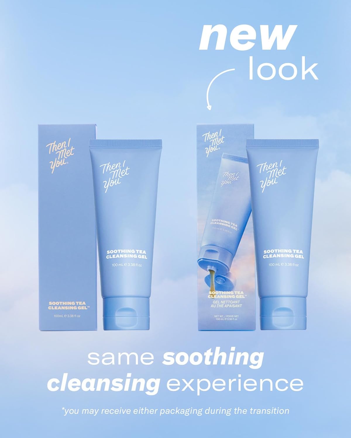 Then I Met You Soothing Tea Cleansing Gel, Hydrating Water-Based Face Cleanser with Fermented Rice Water & Green Tea, Vegan & Clean Skincare, 3.38 oz