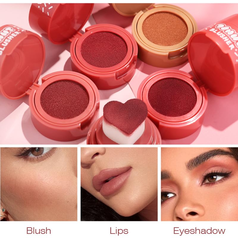 Stamp Liquid Blush Stamp Blush with Heart Shaped Applicator Natural Long Lasting Blush, Light and Airy Makeup for Women (5)