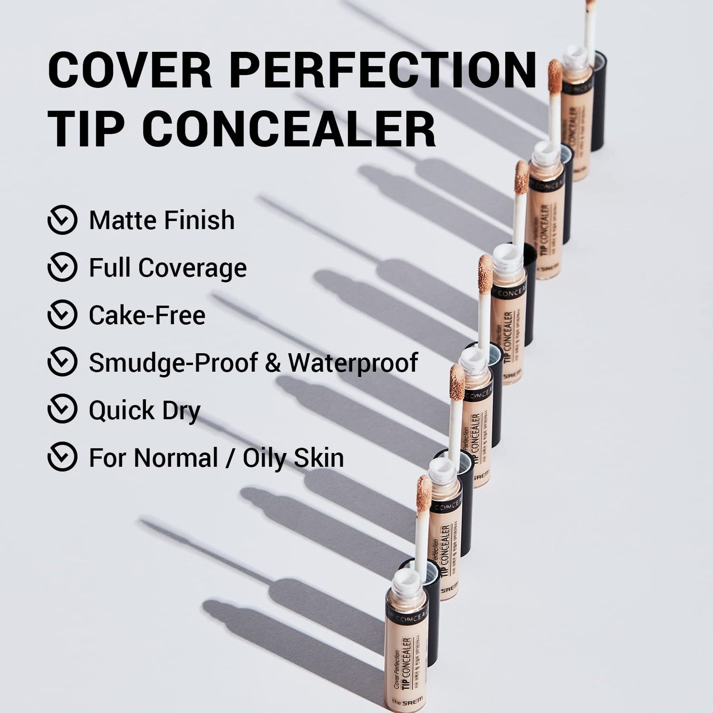 [the SAEM] Cover Perfection Tip Concealer 6.5g # Brightener - Radiant Highlighter, Corrects & Brightens, Discoloration & Dark Circles, Bright Pink