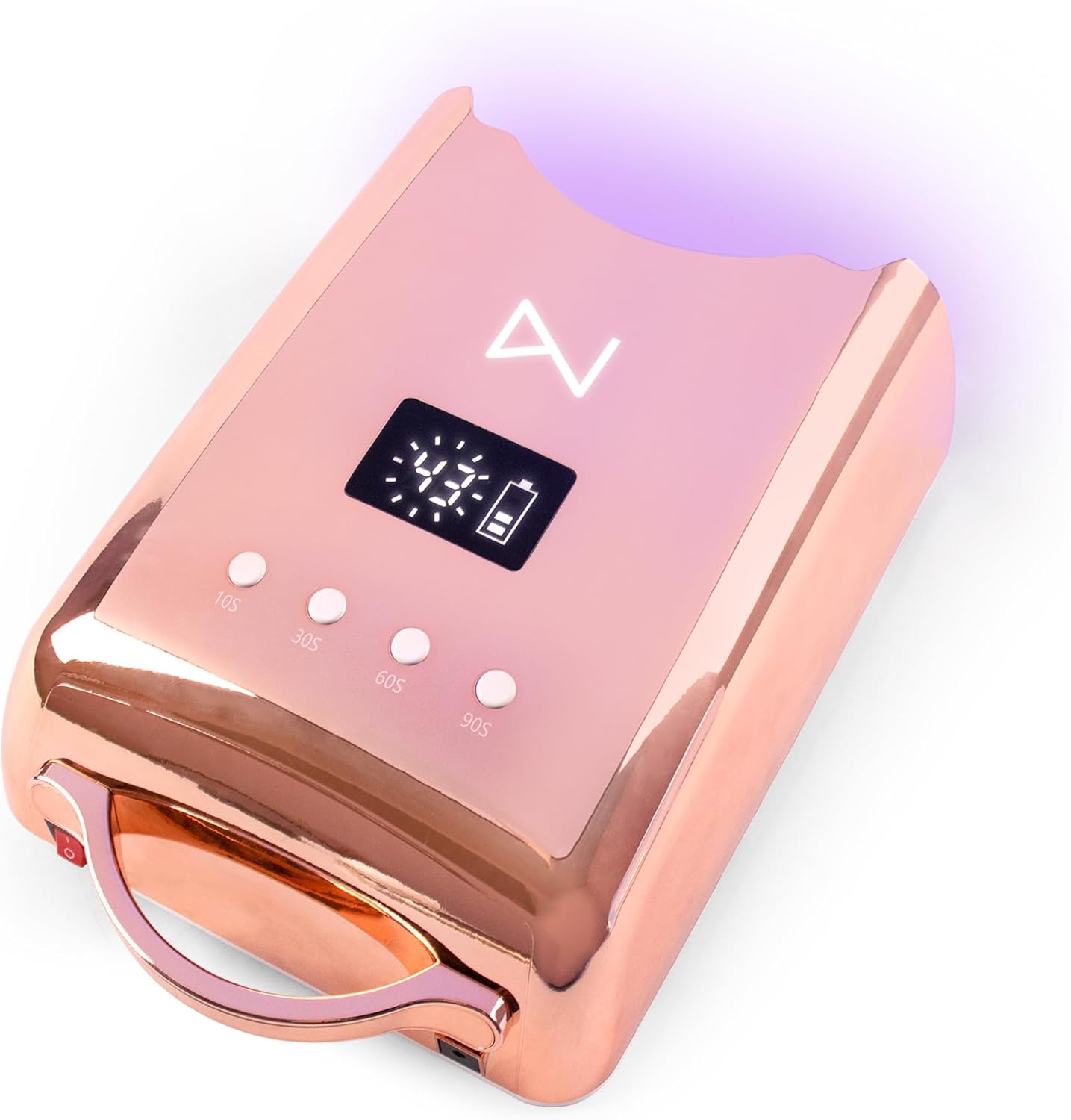 M - NEO Cordless & Rechargeable Nail Curing Lamp 78W with 4 LCD Time Display Timer, Auto Sensor, and Spacious Interior for All Hand Sizes and Nail Lengths (Metallic Rose Gold)