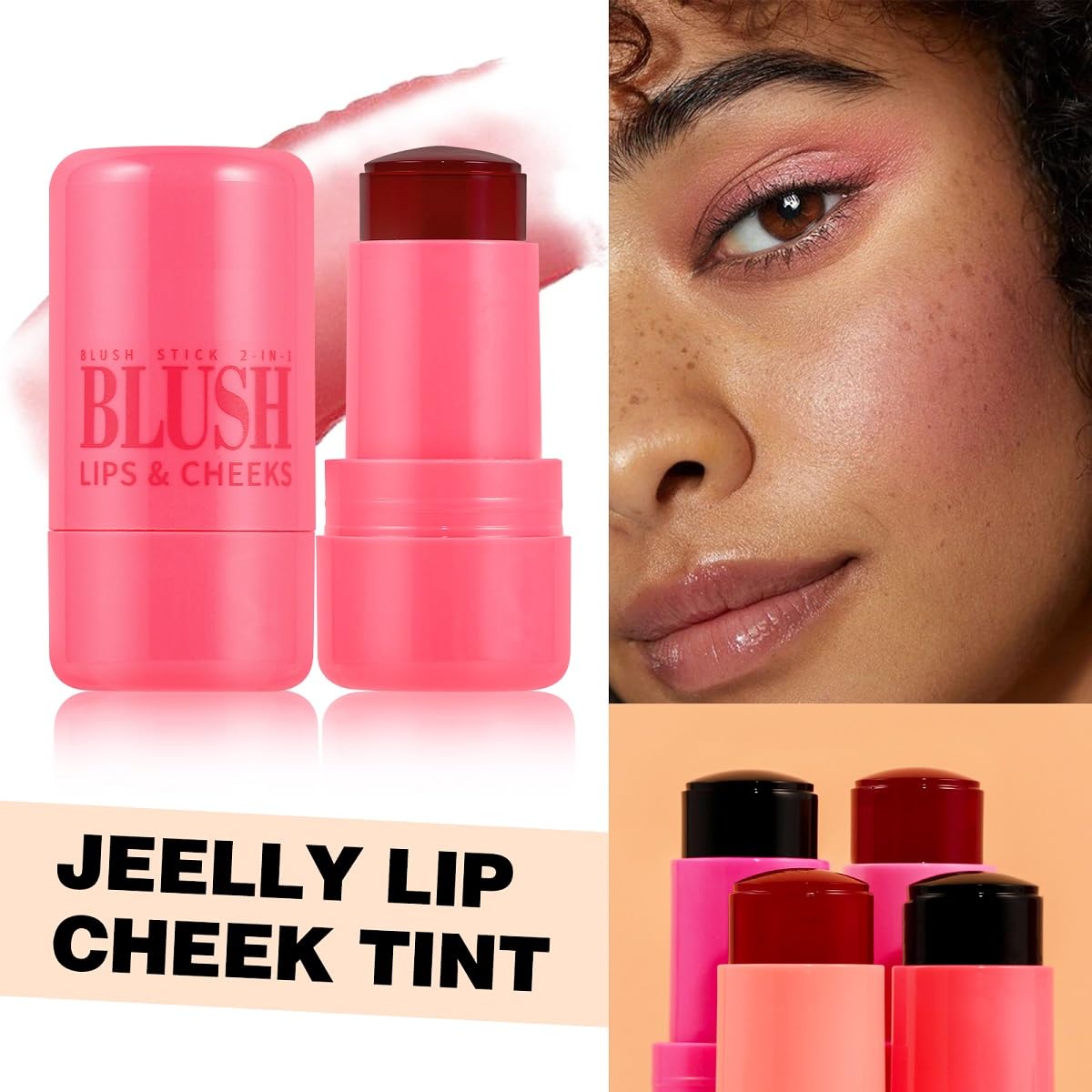 Milk Cooling Water Jelly Tint,Lip and Cheek Blush Cooling Water Jelly Tint,Vegan & Cruelty Free. (Berry)