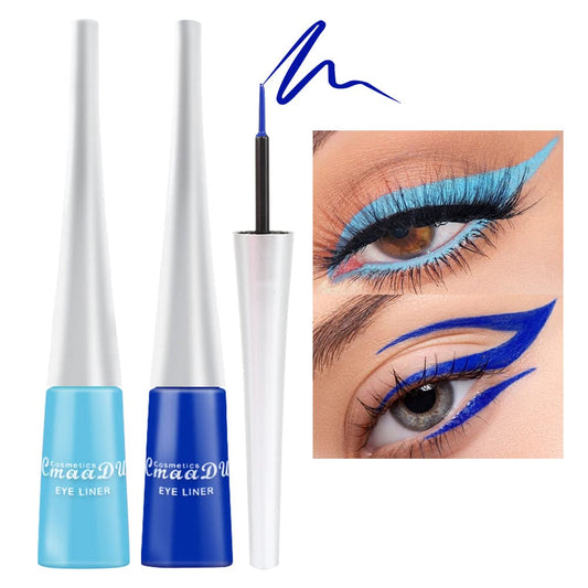 evpct 2Pcs Light Baby Bright Royal Sky Navy Cobalt Blue Liquid Eyeliner Set Waterproof Blue Liquid Eye Liners Pencils Waterproof Smudge proof Stamps Eyeliner delineador de ojos contra el agua 03&12