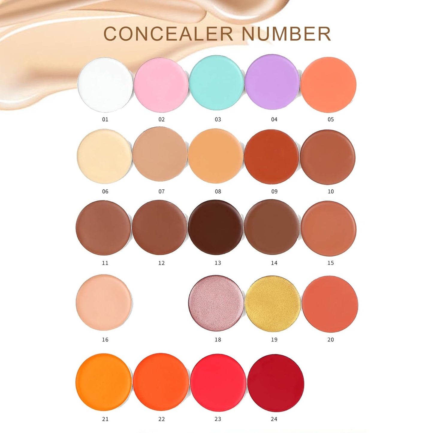 Cream Concealer Corrector Correcting Contour Makeup Set under Eye Concealer Cream Kit for Dark Circles and Blemish 22