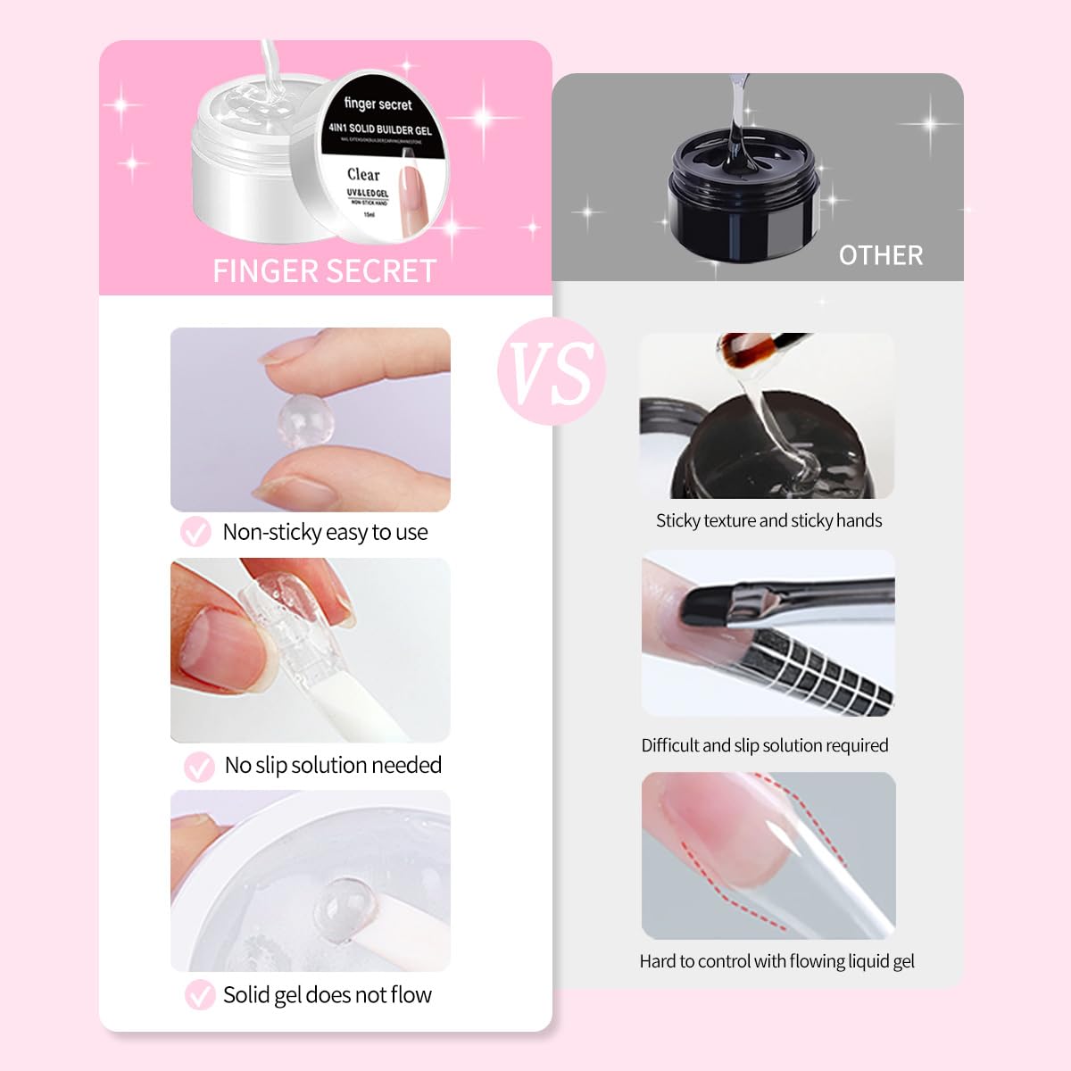 Solid Builder Gel for Nails Hard Gel 3D White Nude Pink Clear Colors for Nail Extension DIY Nail Kit 60ml