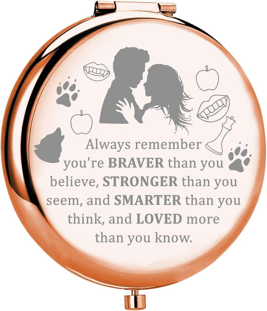 MYOSPARK Twilight Movie Compact Makeup Mirror Edward and Bella Fans Gift Vampire Fans Gift Movie Inspired Gift Fandom Gift (Twilight AMirror)