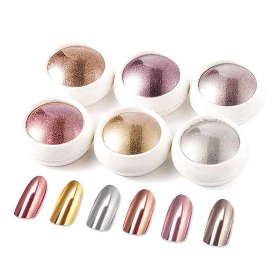 Gold Chrome Nail Powder BISHENGYF -【Metallic Mirror Effect】Holographic Silver Copper Rose Gold Nail Chrome Glitter Glazed Pigment Unicorn Metallic Chrome Powder for Nails Art DIY Decoration