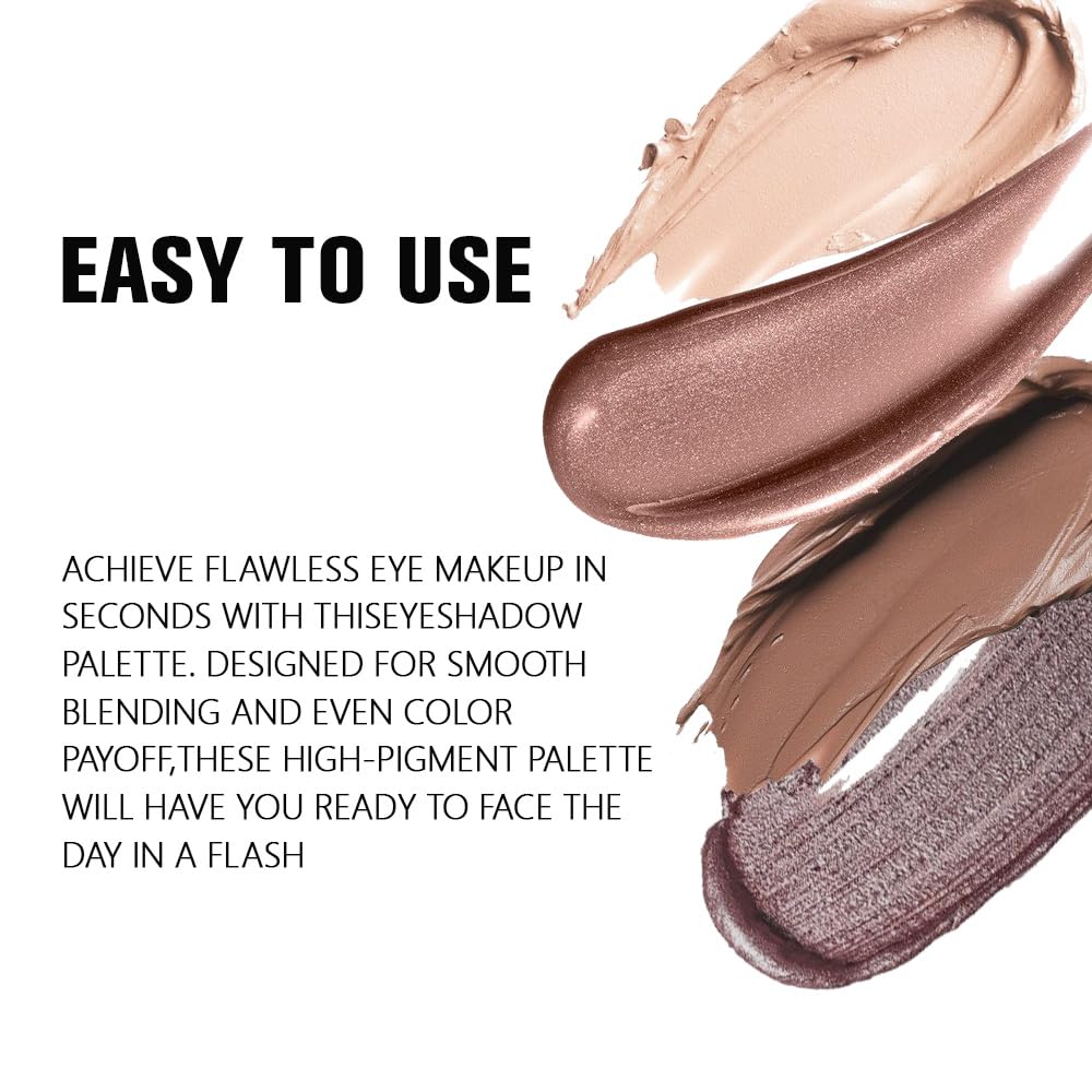 evpct Cream Eye Shadow Palette Makeup for Older Women, Beige Nude Antique Rose Cocoa Brown Taupe Mauve Metallic Shimmer Glitter Matte Eyeshadow Quad Palette Creme Eye Brightener Makeup, Smudge Proof