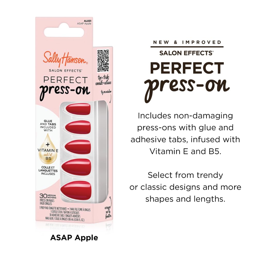 Sally Hansen Instant Cuticle Remover and Salon Effects ASAP Apple Press On Nails Kit, Nail Treatment and Manicure Set