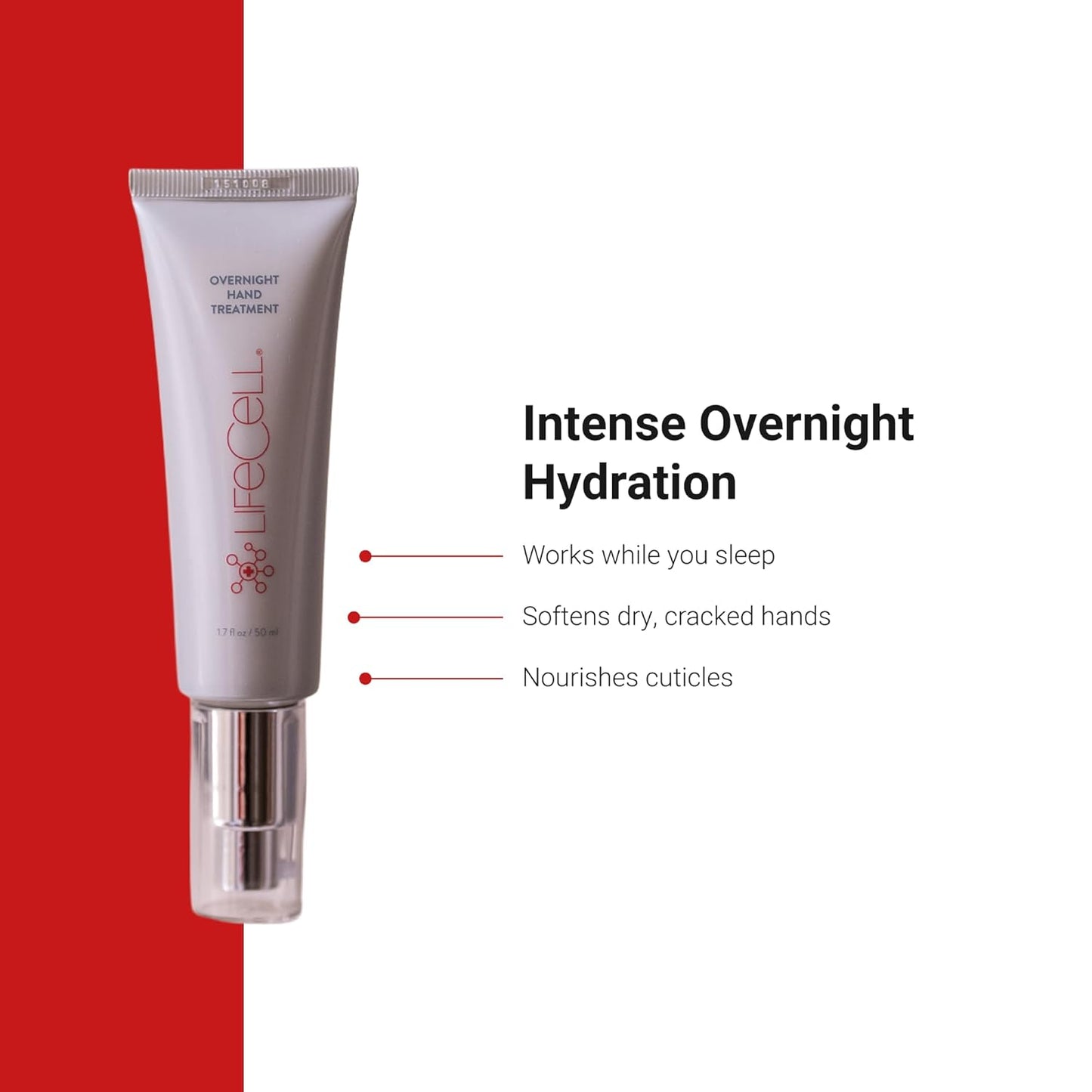 LifeCell Retinol + Vitamin C Overnight Hand Treatment – Anti-Aging Hand Cream for Dark Spots, Wrinkles & Dry Skin – Moisturizing Night Repair with Argan Oil – 1.7oz