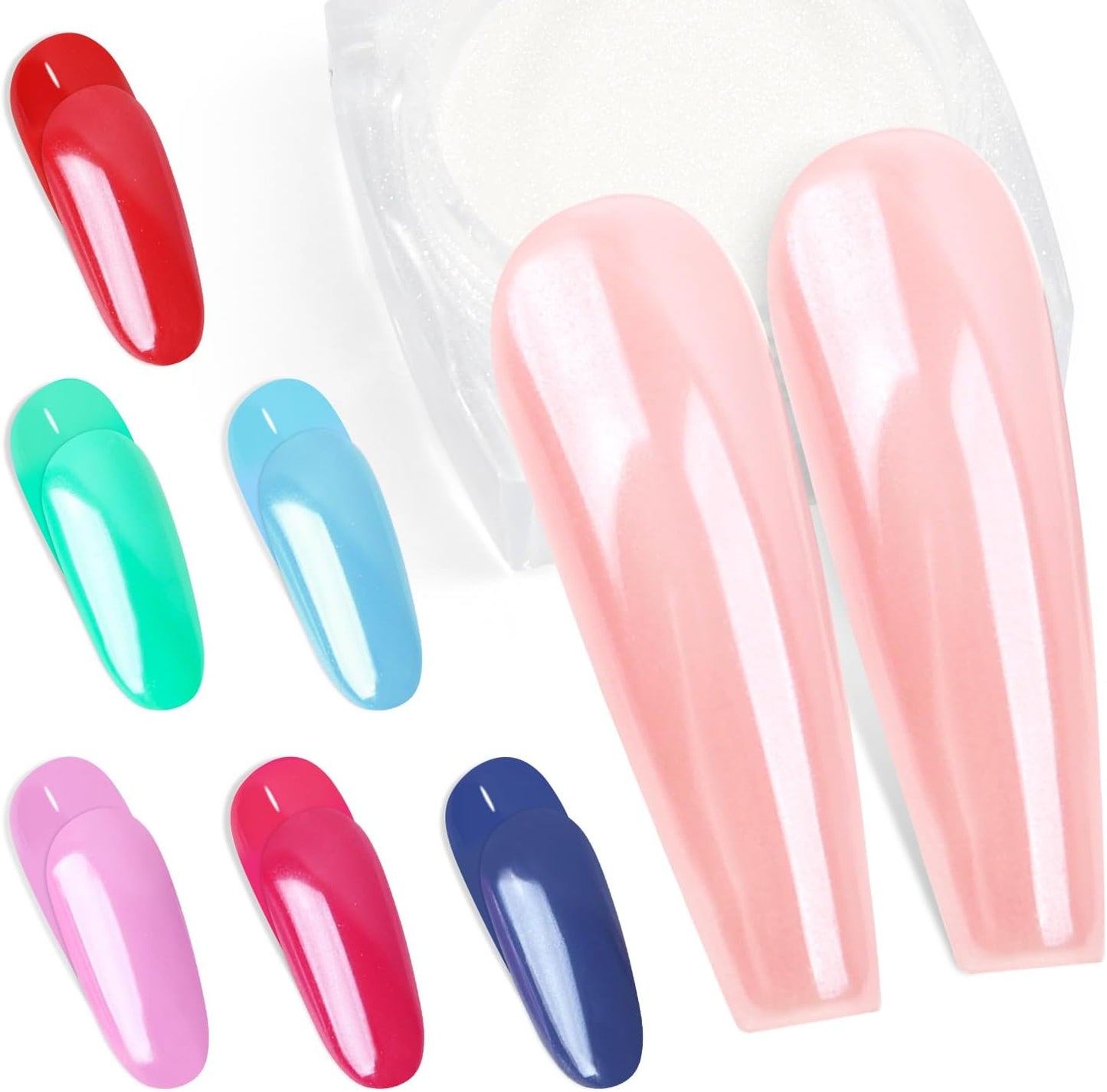 Artdone Clear Pearl Chrome Nail Powder,Iridescent Aurora Powder Metallic Mirror Effect Pigment Pearlescent Mermaid Pigment Pearl Glitter Dust Kit,Nail Art Decoration, Resin Craft