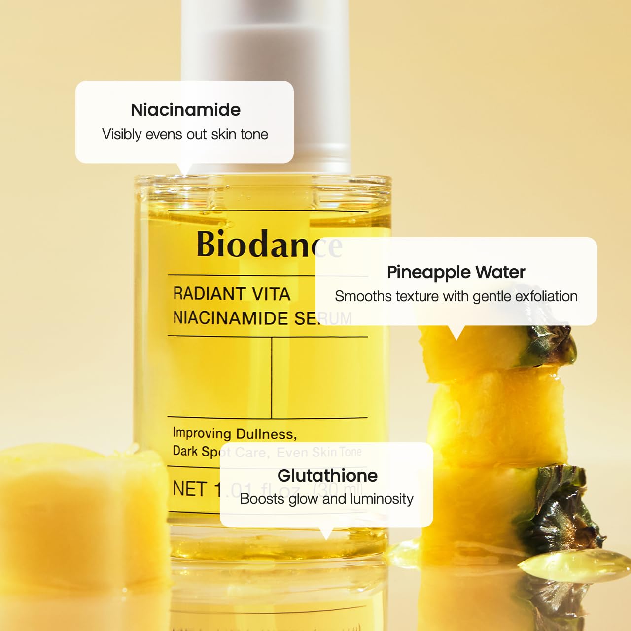 BIODANCE Radiant Vita Niacinamide Serum, Brightening, Dark Spot Care, Hydrating for Sensitive Skin, Filter Glow Serum for All Skin Types, Korean Skincare | 1.01 floz x 1 ea