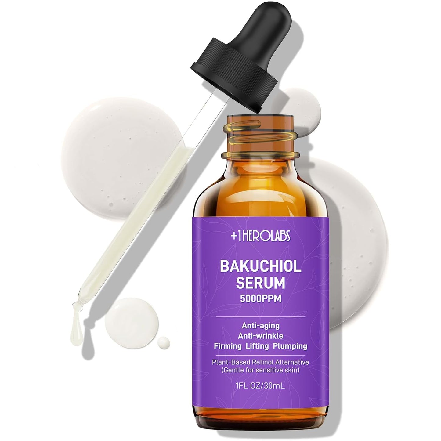 Bakuchiol Retinol Serum for Face, Retinol Alternative for Sensitive Skin with Vitamin E, Hyaluronic Acid, Collagen, Serum for Anti-Aging, Wrinkle Reduction Skin Firming & Smoothing 1 oz