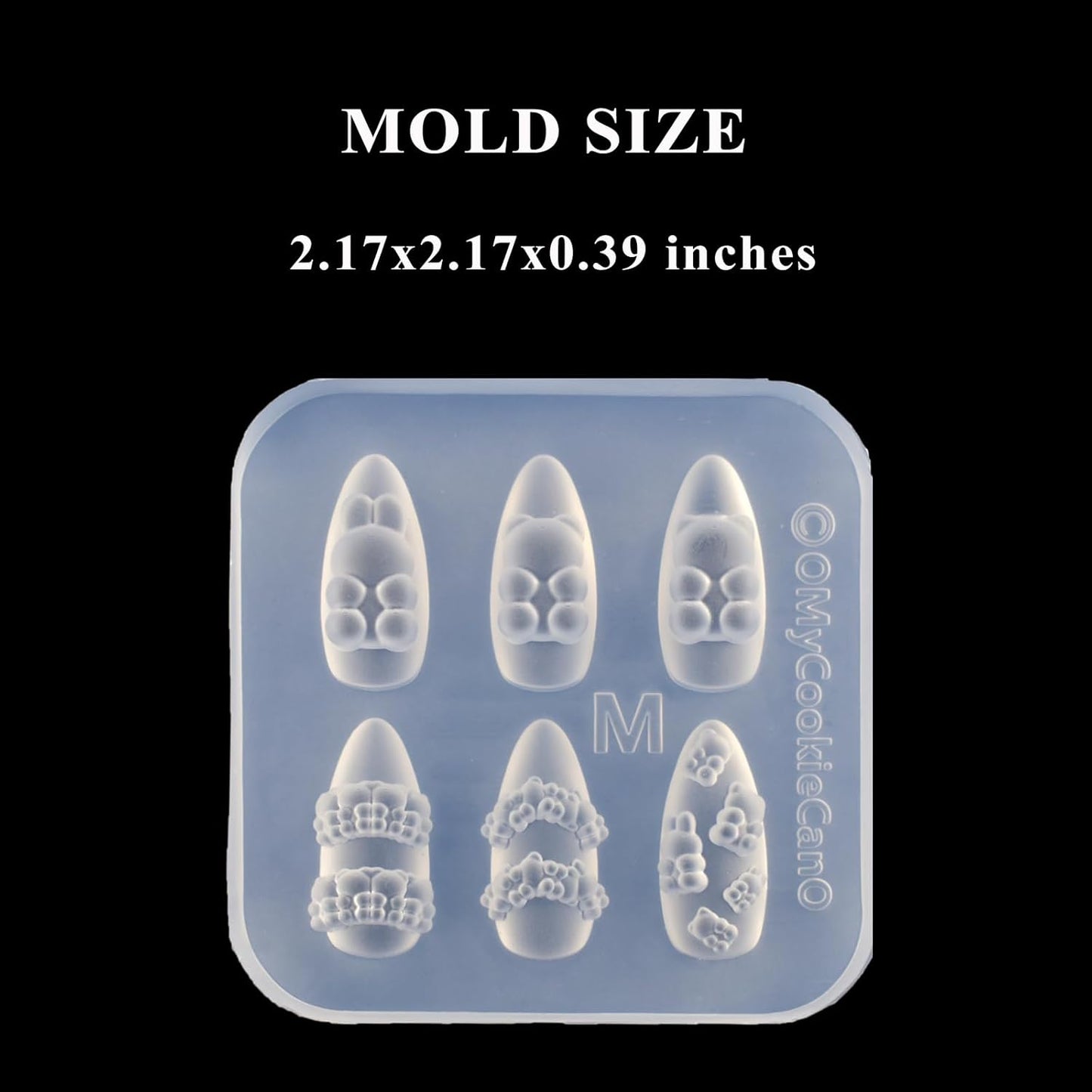 Silicone Nail Art Molds Cute Little Bear Charm Design Carving Template Resin Mold Nail Accessories for Women DIY Manicure Supplies
