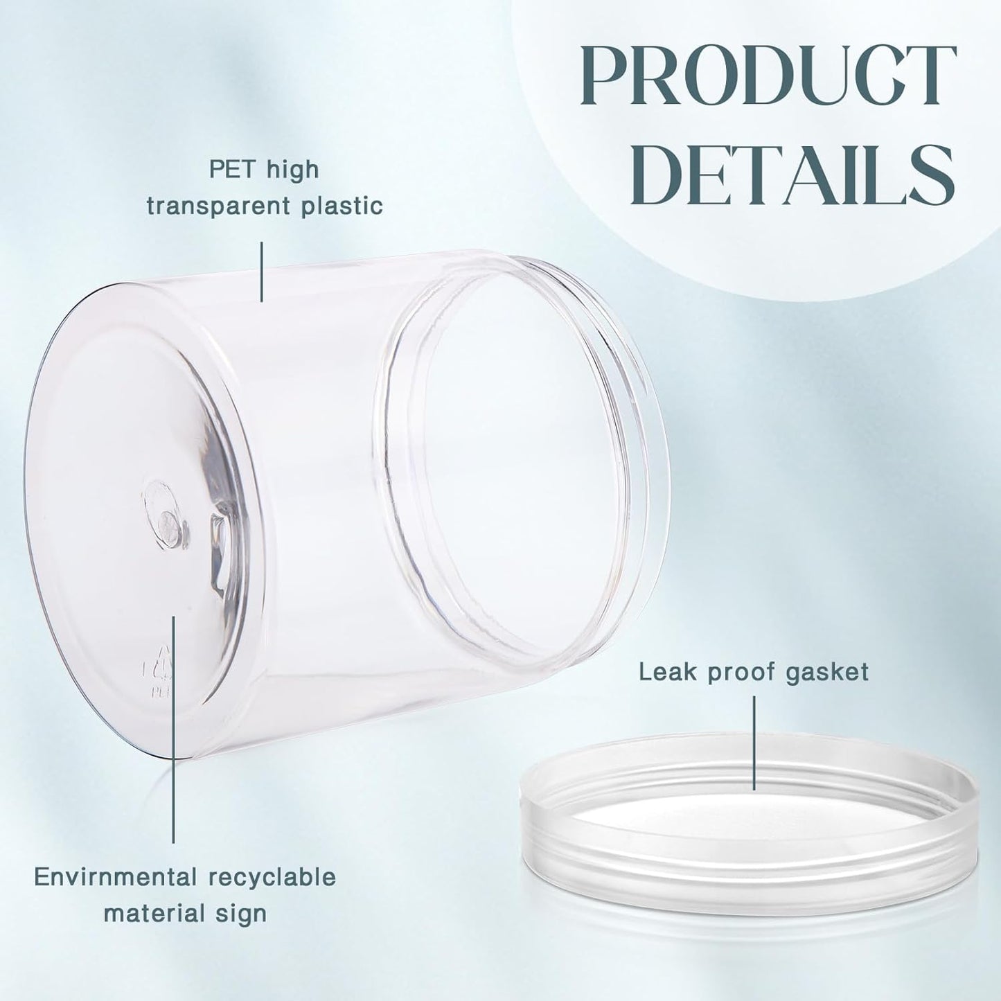 SATINIOR 24 Pieces Empty Clear Plastic Jars with Lids Round Storage Containers Wide Mouth for Beauty Product Cosmetic Cream Lotion Liquid Butter Craft and Food (Clear Lid,16 oz)