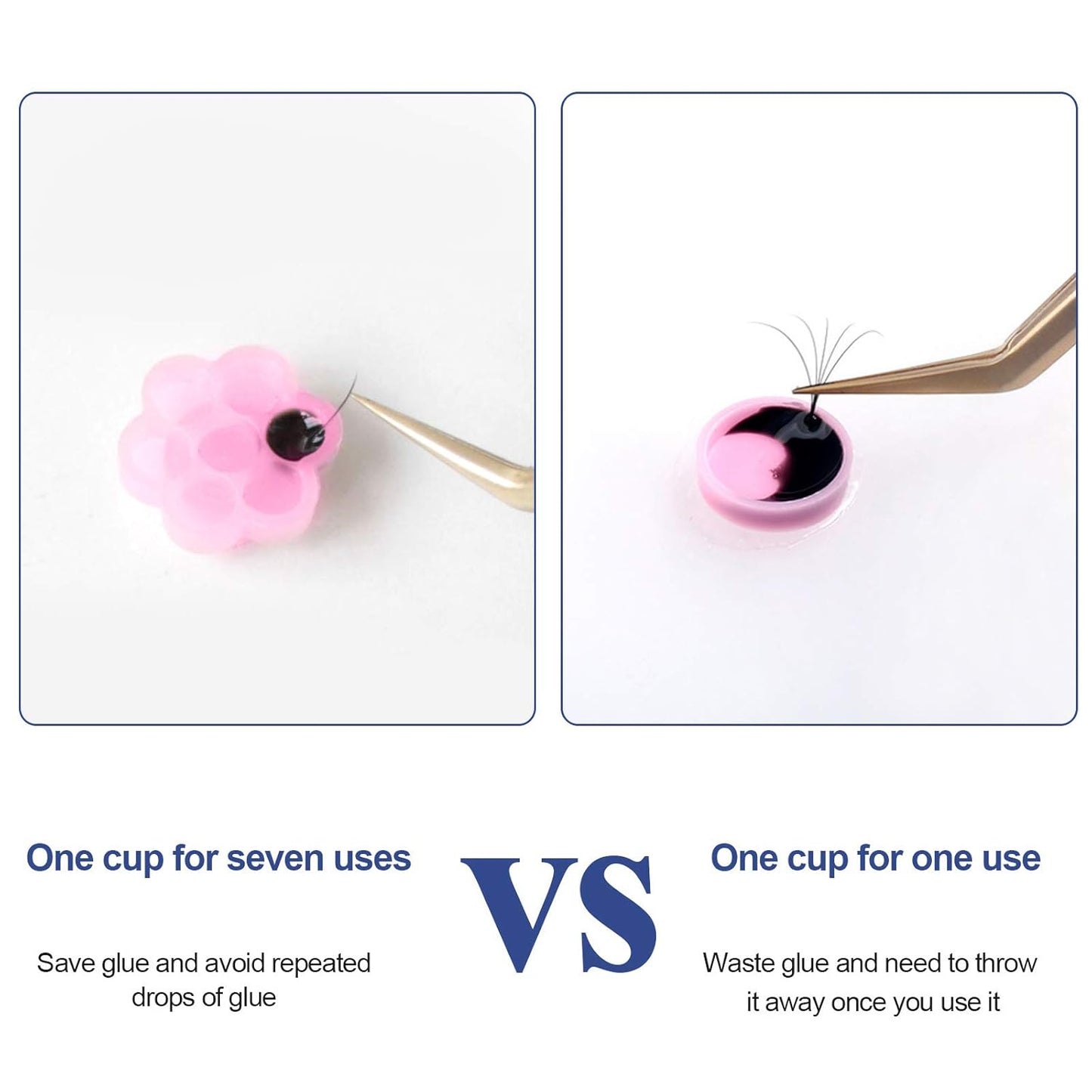 Fenshine 100 PCS Eyelash Extension Glue Holder Flower Shape Cup Plastic Glue Pallet Pad with a Roll for Eyelash Extension Supply