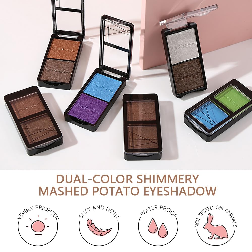 Double color eye shadow, Eyeshadows Creamy, high pigment eye makeup palette, matte shimmer metal eye shadow powder, Blendable, Ultra-Pigmented, Easy to Apply, Matte & Shimmer, (03)