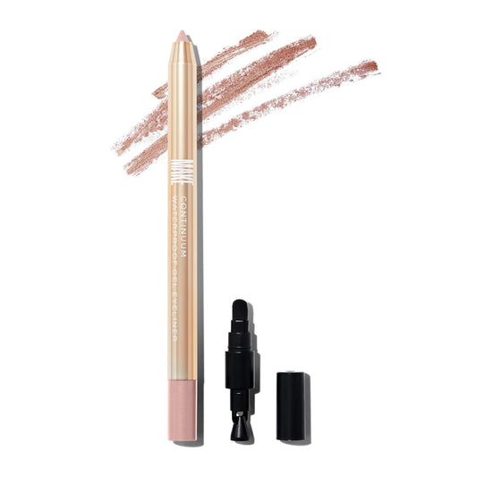 MAKE Beauty Continuum Waterproof Gel Eyeliner Pencil. Creamy, Pigmented Multi-Use, including Waterline with Built-in Sharpener and Blending Brush. Smudge-Proof Makeup. Shade - Celestial, Champagne