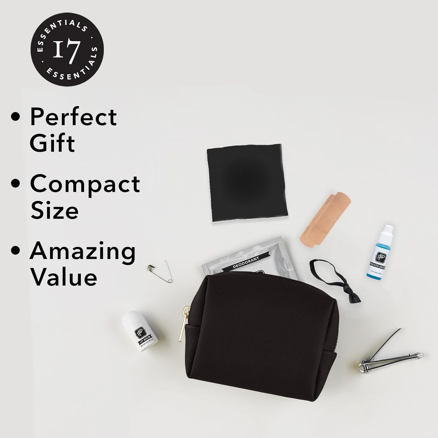 Pinch Provisions Gym Kit, includes 15 Personal Care Essentials for Wellness & Beauty, Perfect for Gifts, Gym Bags, Duffle Bags & Lockers (Black)
