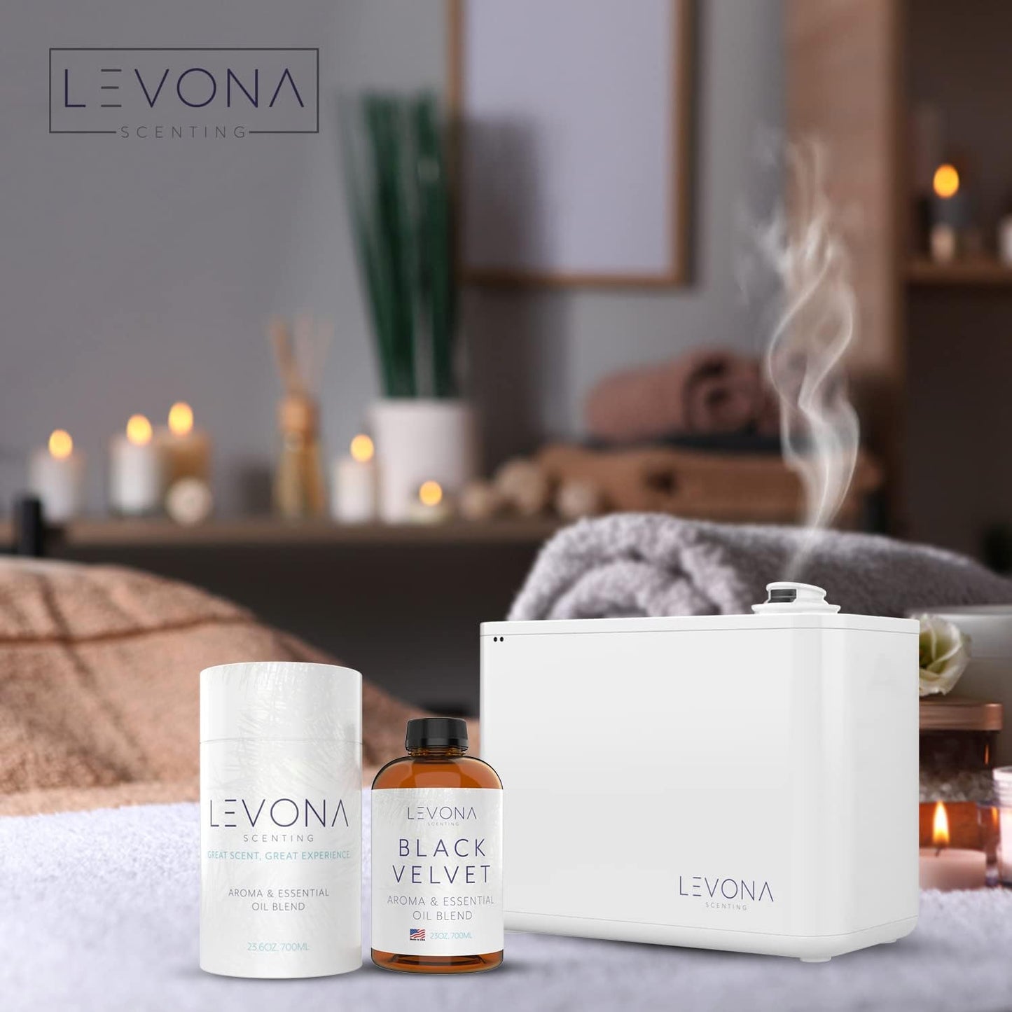 Levona Scents Oil Diffuser Essential Oils: Fragrance Oil for Diffuser - Black Velvette Diffuser Oils Scents - Woody Citrus with Herbal Floral Essential Oil Blends, Oakmoss, White Musk & Sandalwood
