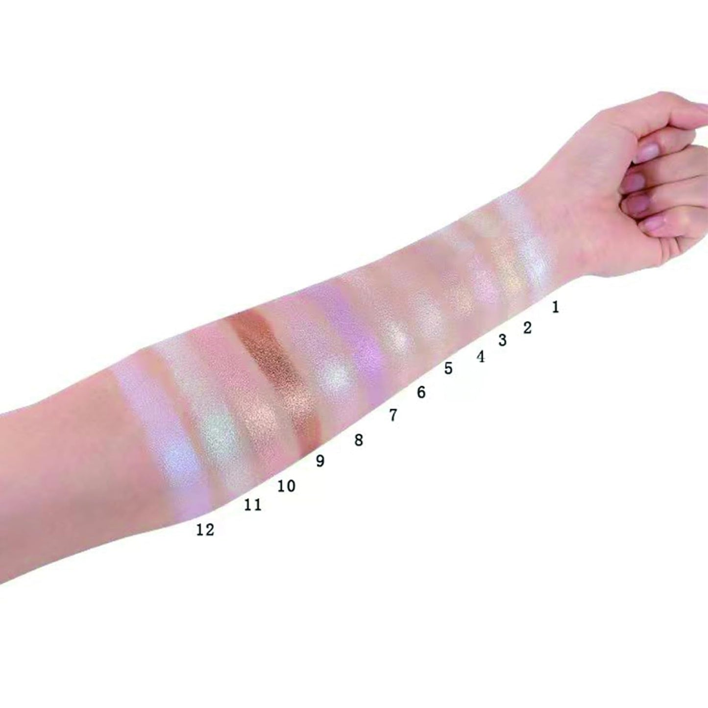 Face Highlighter Powder Palette, Glossy Glitter Illuminator Powder, Shimmer Shades for Face Highlighter Makeup, Highly Pigmented Natural Shiny Highlight Makeup Illuminator Highlighter 8