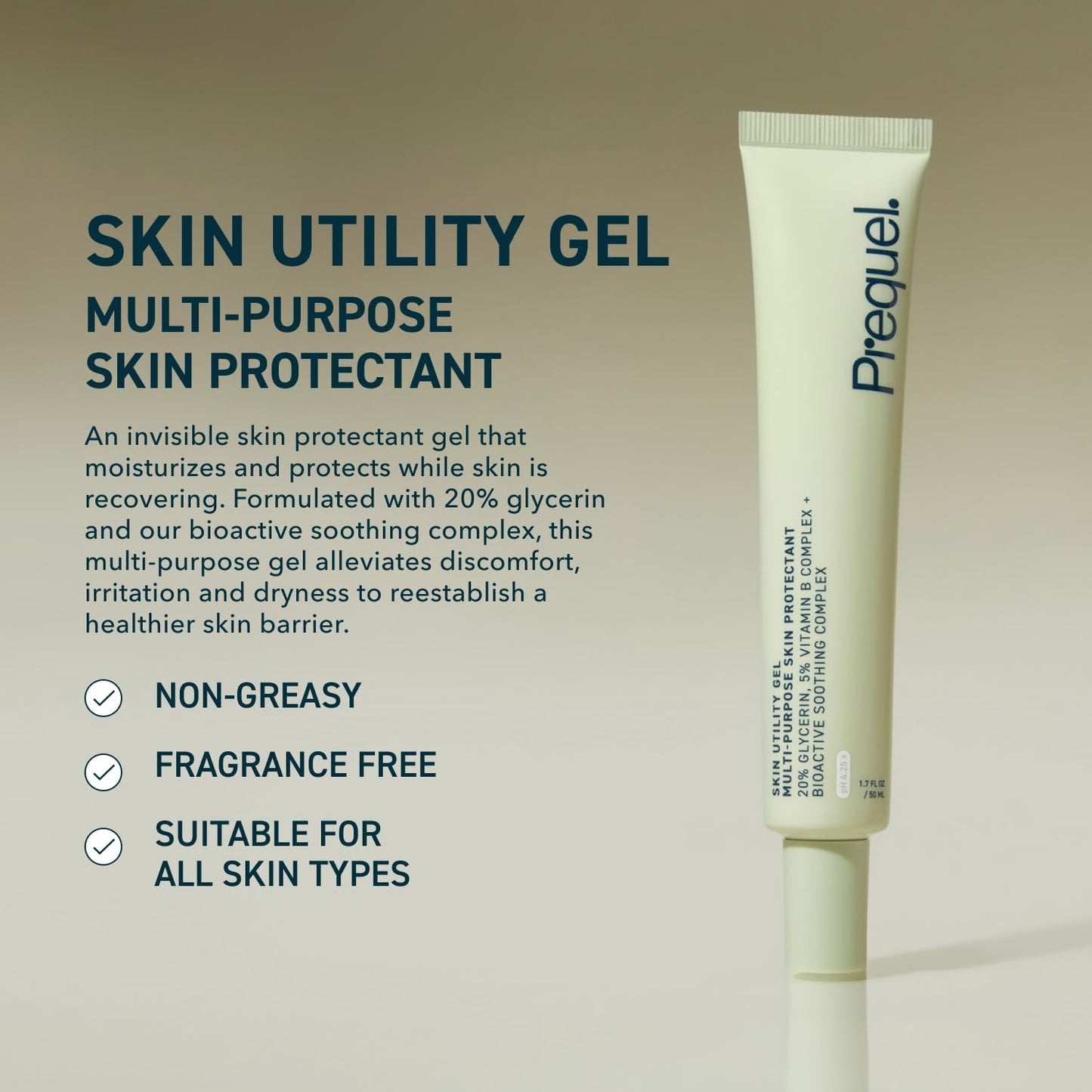 Skin Utility Gel, Moisturizing Protectant. Lightweight Multi-Purpose Face and Body Cream for Dry Skin, Hand Cream for Cracked Hands. Soothing Barrier Support with 20% Glycerin