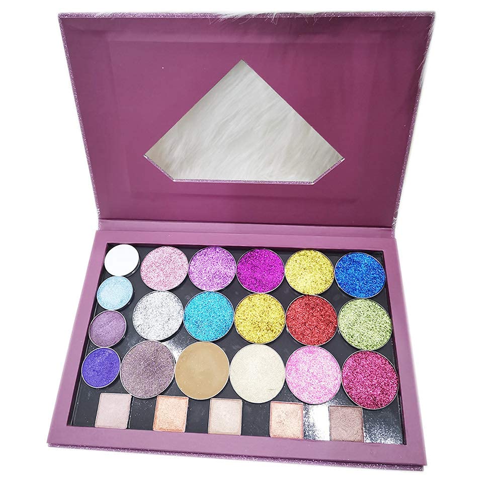 Large-Sized Empty Magnetic Makeup Palette with Diamond-Shaped Transparent Window
