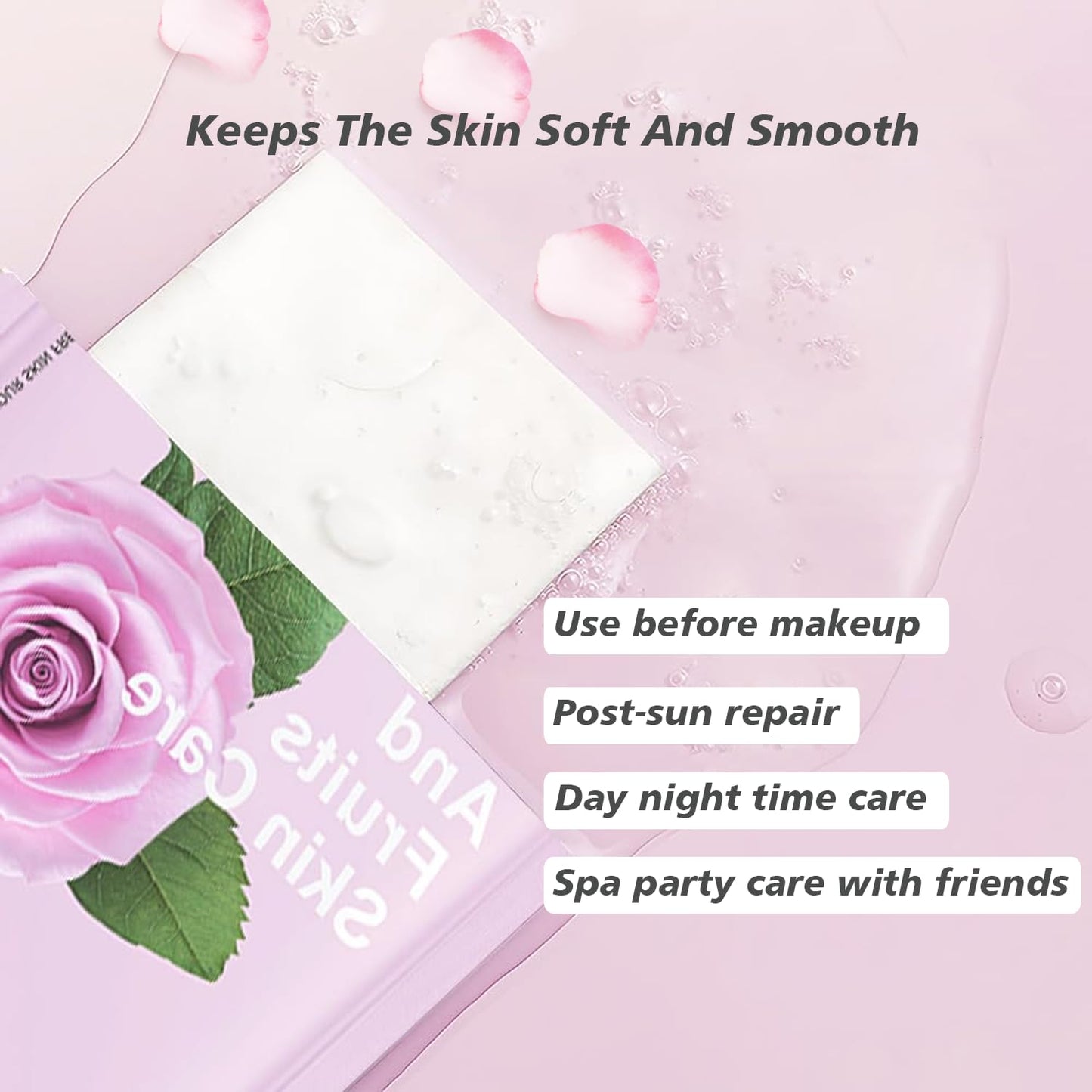 Face Masks Skincare Rose Moisturizing Facial Mask, Pack of 10 Hydrating Beauty Rose Sheet Masks for All Skin Types Spa Gift for Women Facial Mask Sheet