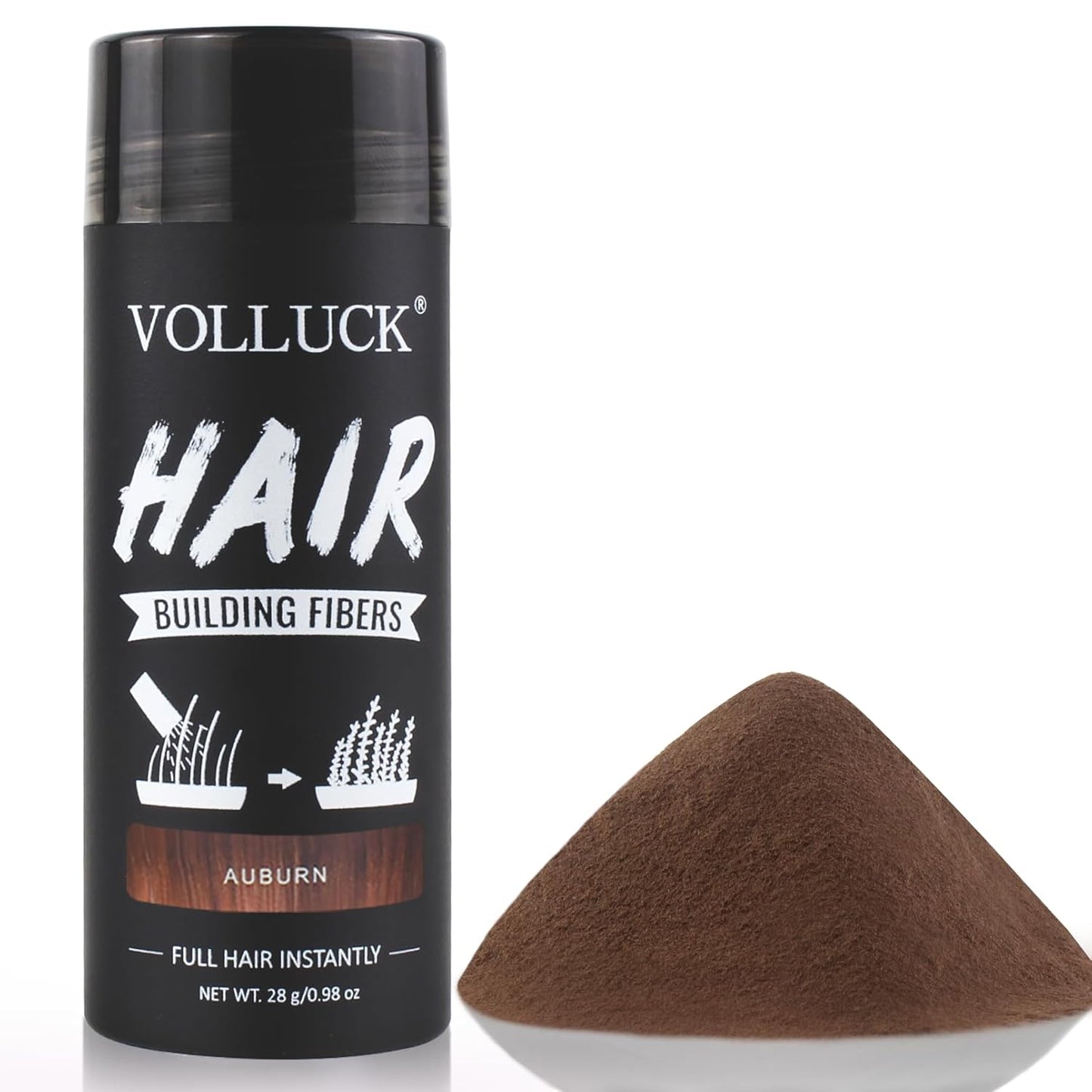 VOLLUCK Hair Fibers for Thinning Hair, Instant Coverage Hair Building Fibers for Women and men, Natural Hair Powder for Conceal Hair Loss 28 g (Auburn)