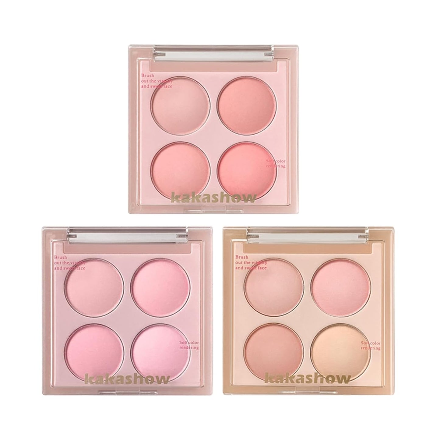 Matte Blush Powder Palette, Blending Mood Cheek, 4 Blendable Shades Korean Fairy Pink Blusher in Lightweight Smooth Powder, Vegan Makeup (Taro 2#, 1.84 ounces)