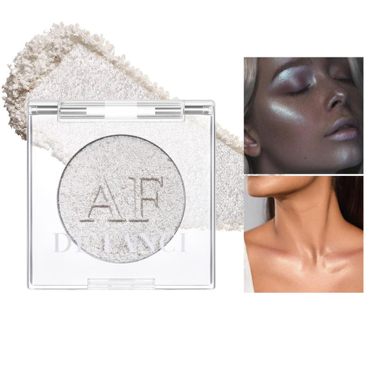 Highlighter Makeup Palette, Long Lasting New Formula, Pearlescent Silver-White Shimmer, Sheer Base, Ideal for Face and Body Contour and Cheek Highlight (#06) Silver-White Pearlescent Shimmer