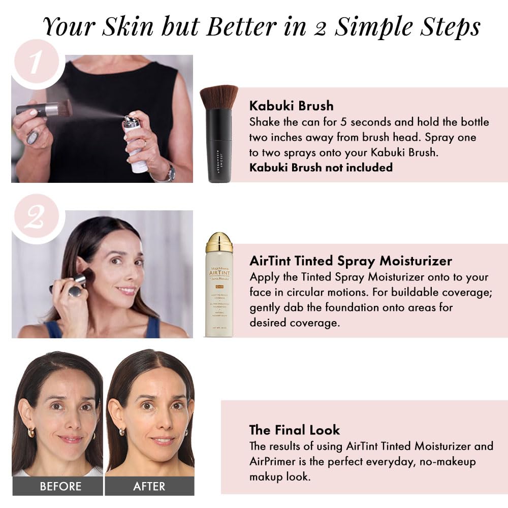 Jerome Alexander MagicMinerals AirTint Tinted Moisturizer AirBrush Spray Light Shade | Tinted Moisturizer Spray with Anti-Aging Ingredients | Dark Espresso