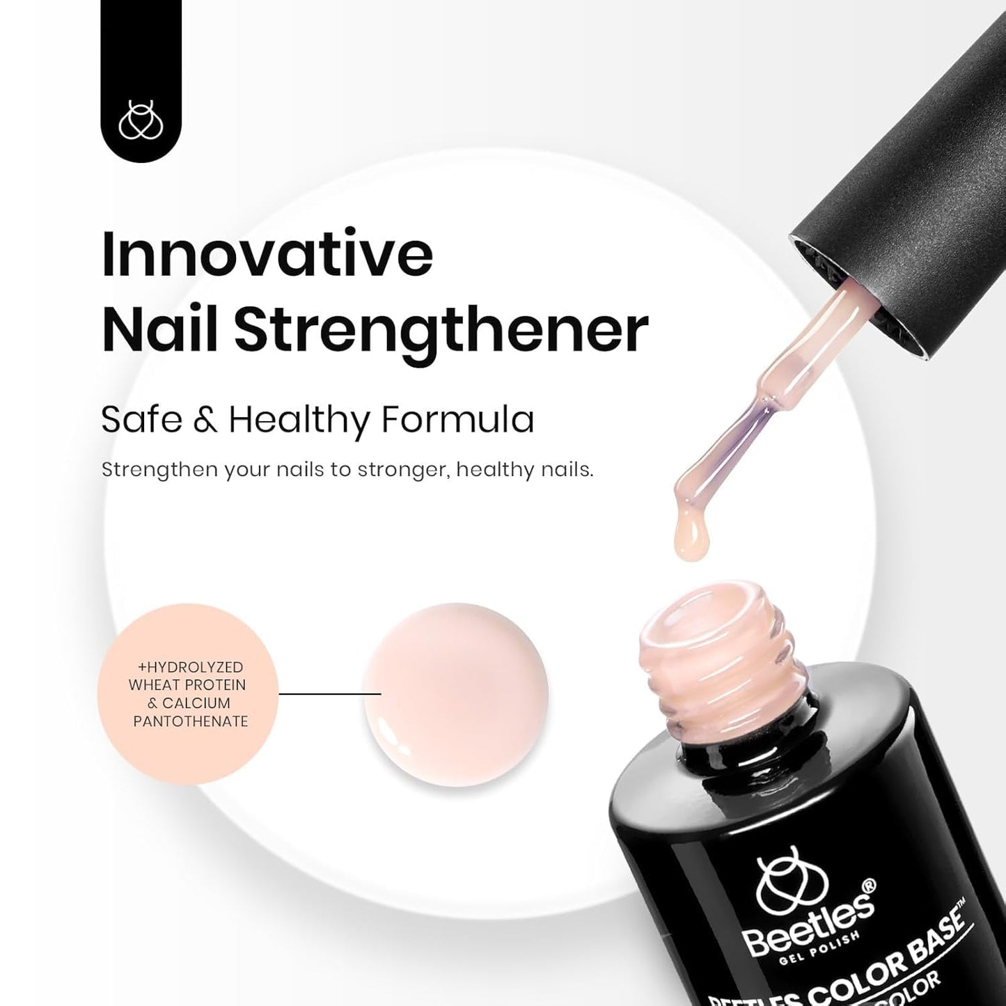 Beetles Rubber Base Gel Nail Polish, 1pcs 15ml Color Base Builder Neutral Nude Pink Gel Polish Base Coat Nail Strengthener for Nail Art Design, Soak Off UV LED light Needed