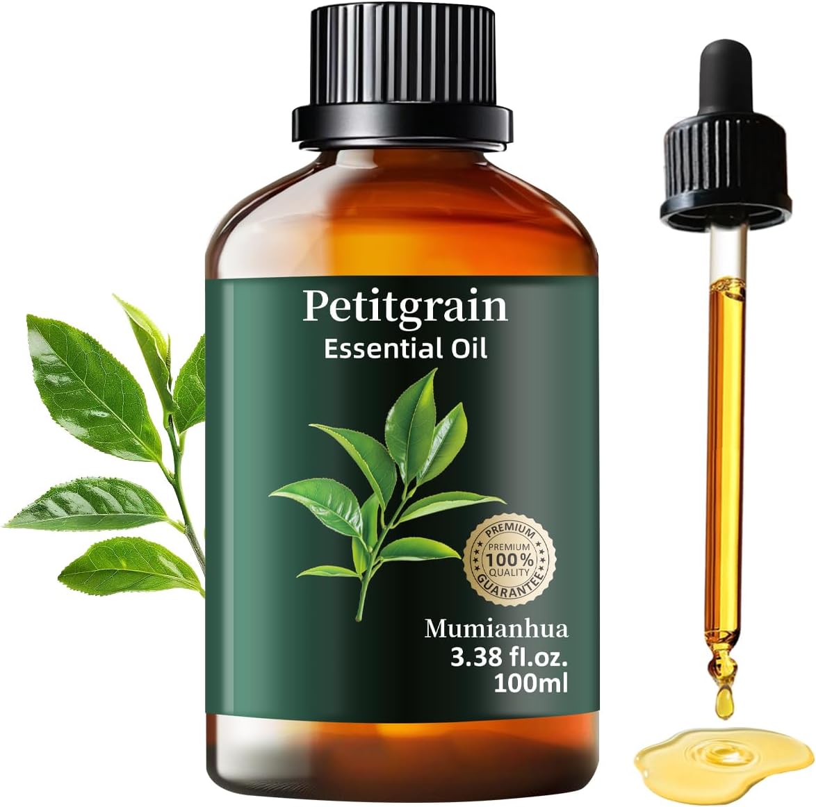 Petitgrain Essential Oil Pure Mumianhua Natural Petitgrain Oil for Diffuser, Humidifier, Skin, Hair, Aromatherapy, Massage, Soap, Candle Making 3.38 Fl Oz