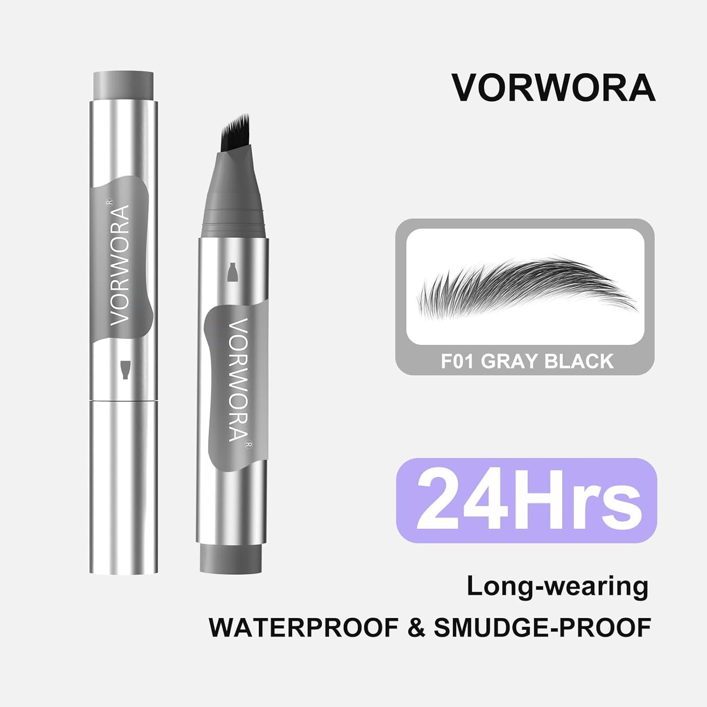 Quik Eyebrow Pen, Microblading Eyebrow Pencil, Brow-Fection Angled Brush Upgraded Dip, Long Lasting Smudge Proof, Easy to Color, Soft Black