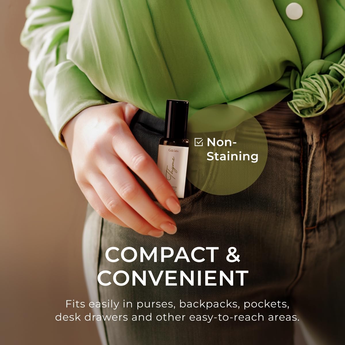 Gya Labs Thyme Essential Oil Blends Roll on for Skin - Natural Thyme Oil Roller, Fresh Herbaceous Scent - Natural Aromatherapy, Travel Size (0.34 Fl Oz)