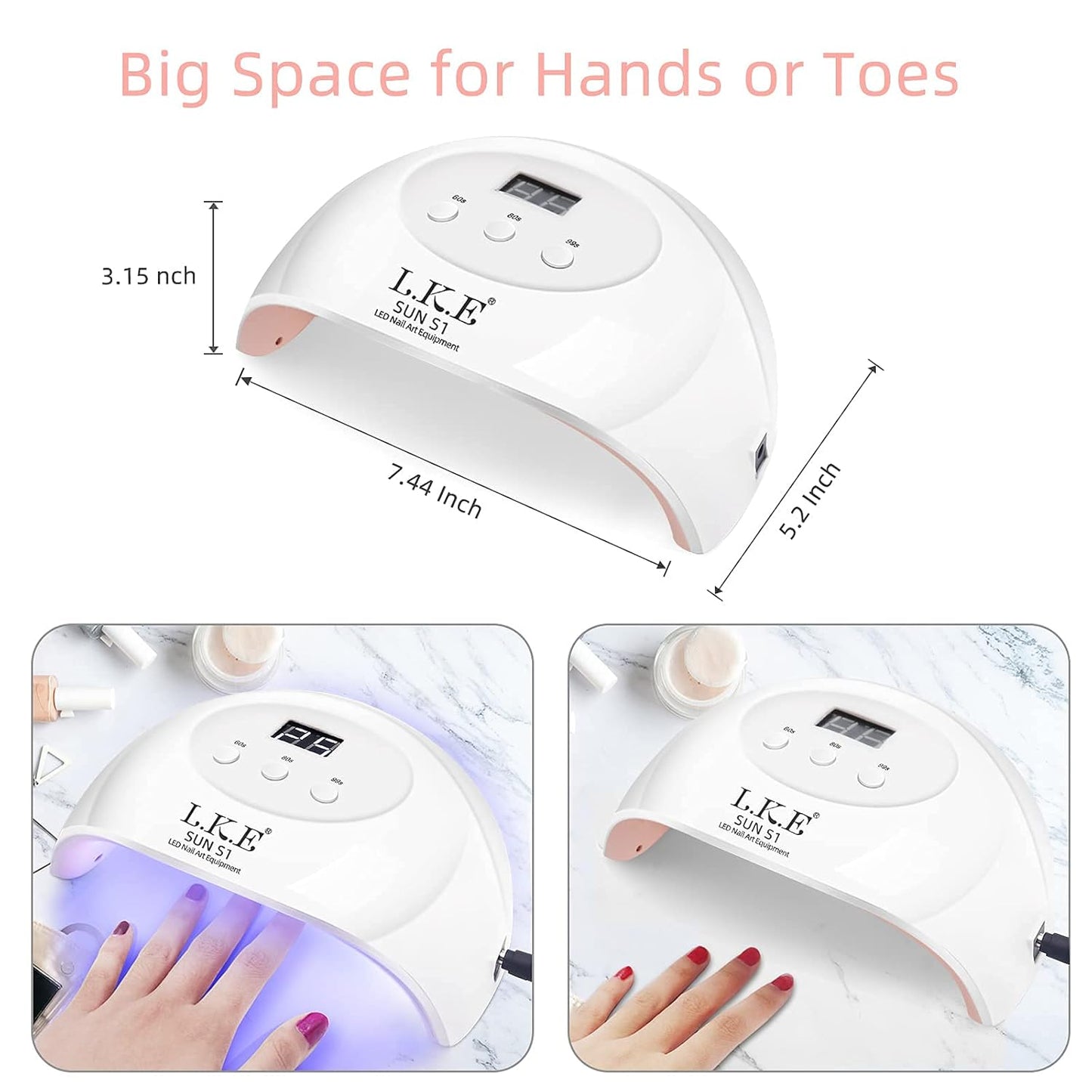 UV LED Nail Lamp, LKE Nail Dryer 72W Gel Nail Polish Curing Lamp UV Nail Lamp LED Nail Lamp for Gel Nail Polish Kit Nail Light Nail Art Accessories White