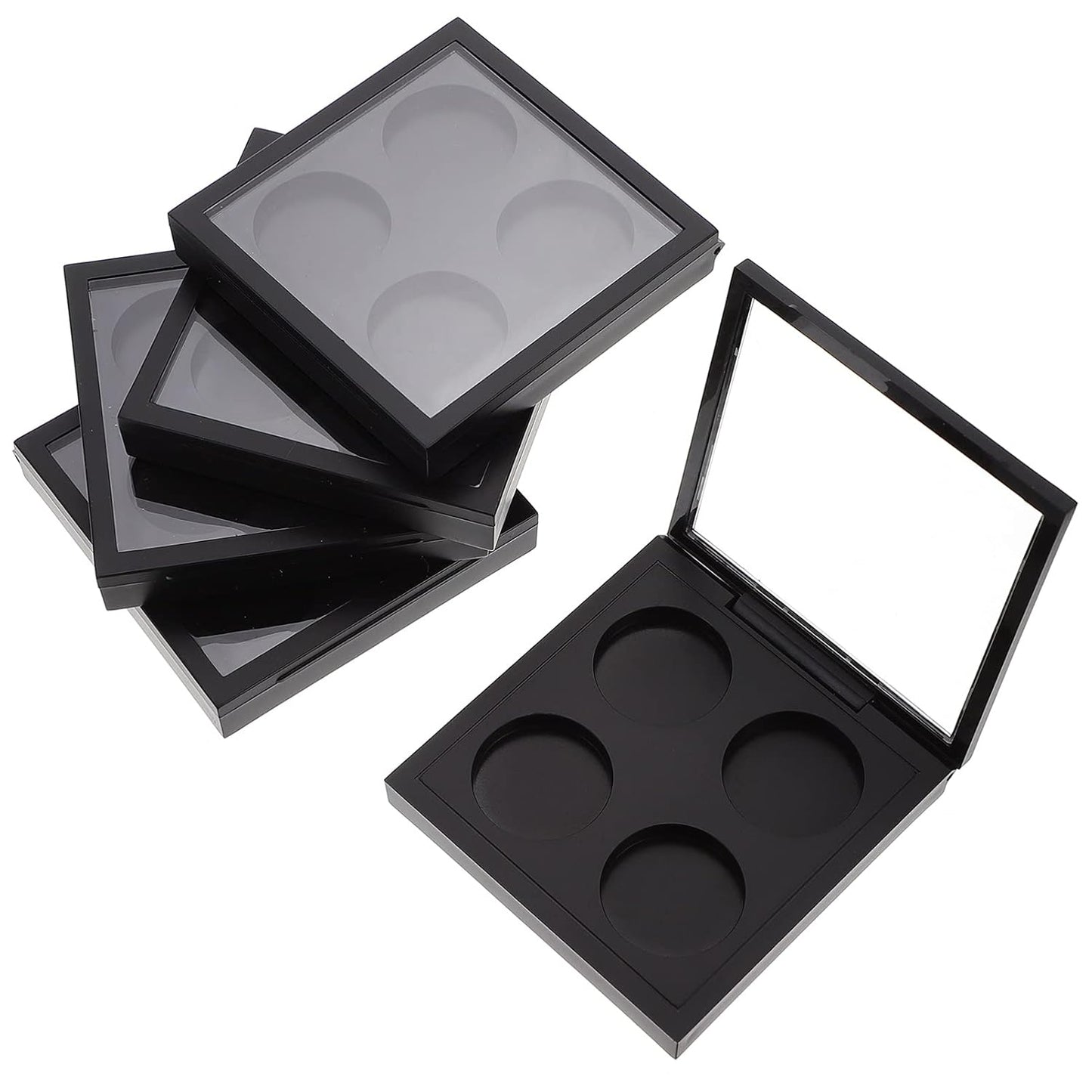 Metal Tray 5 Pcs Empty Magnetic Makeup Containers Eyeshadow Plates with 4Grids Cosmetics Storage Organizer for Eyeshadow Lipstick Blush Powder Pigment Makeup Pallet