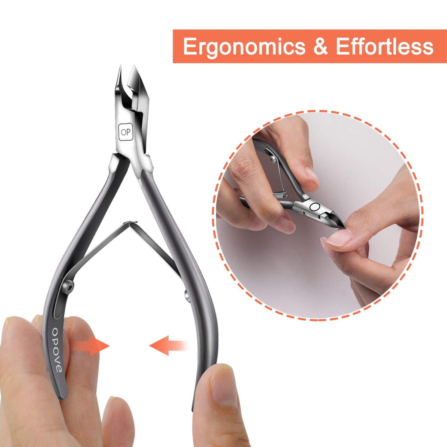 Cuticle Nippers Salon Grade for Manicurist Extremely Sharp Effortless Cuticle Trimmer Precise Clippers Pedicure Manicure Nail Care Tool, opove X7 mini, Space Gray