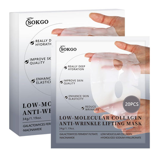 Low Molecular Weight Collagen Overnight Hydrogel Mask, Enhances Skin Elasticity, Reduces Pores, Transforms from White to Transparent Upon Absorption Skin Care Treatment，