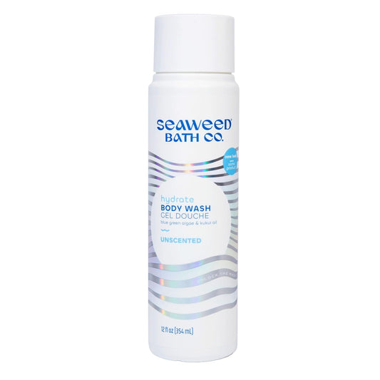 Seaweed Bath Co. Hydrate Body Wash - Unscented - Foaming Shower Gel Cleanser with Natural Ingredients - Fragrance Free and Gentle - Good For Sensitive Skin - 12 oz