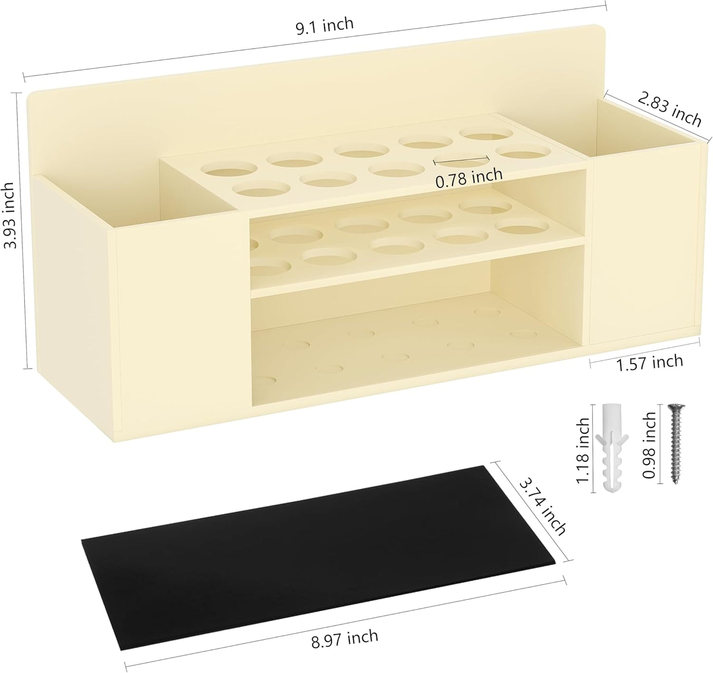 HBlife Acrylic Magnetic Dry Erase Marker Holder for Whiteboard, Wall Mount 10 Slots Magnet Pen Pencil Holder for Fridge Refrigerator, Locker Organizer Accessories for School Classroom Office, Beige