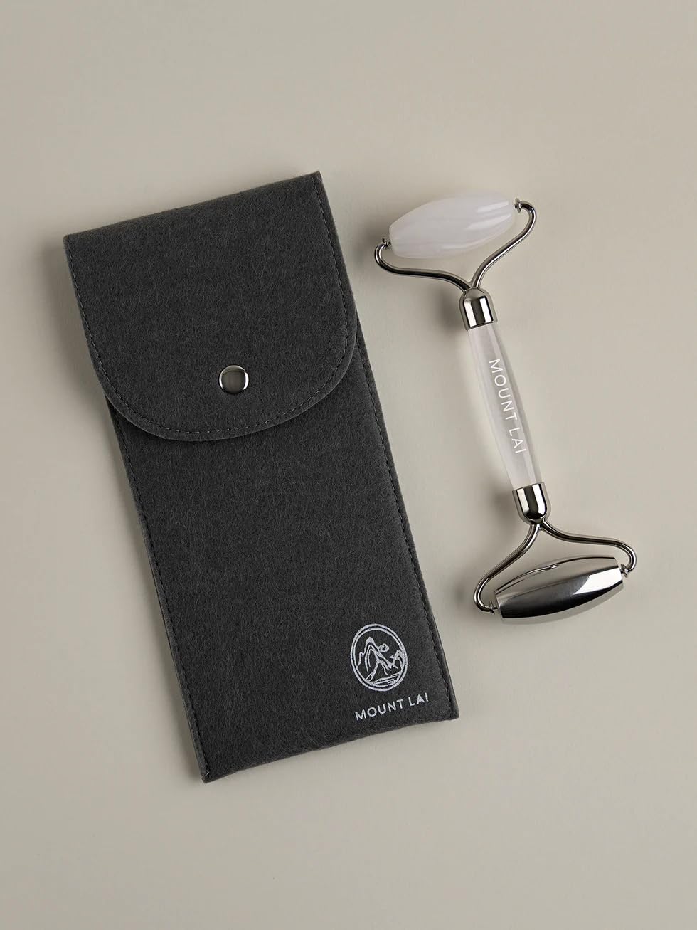 Mount Lai The Vitality Qi White Jade & Stainless Steel – The Stone of Harmony and Clarity, Face Roller for Soothing, Refreshing & Radiant-Looking Skin, Facial Massager Tool for Self-Care Ritual